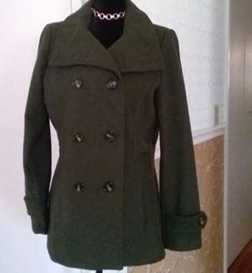 Nwot,Army Green Wool Pea Coat